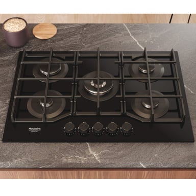 Hotpoint HAGS 72F/BK 1 Negro Integrado 73 cm Gas 5 zona(s)