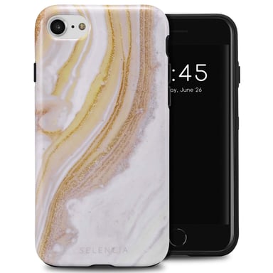 Selencia Coque arrière Vivid pour Apple iPhone SE (2022 / 2020) / 8 / 7 / 6(s) - Chic Marble Gold