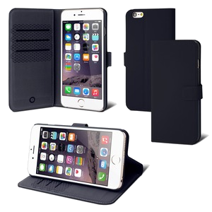 Folio Stand Wallet 3 Cartes Noir: Apple Iphone 6+/6S+/7+/8+