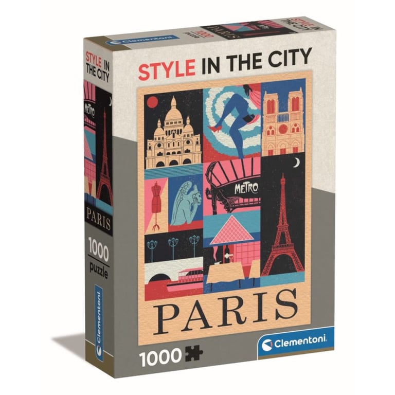 Puzzle compact 1000 pièces Clementoni Style in the City Paris - Neuf