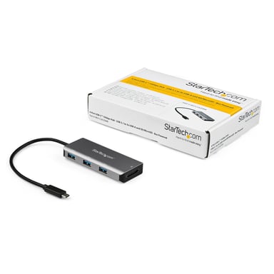StarTech.com Hub Ladrón USB-C de 3 Puertos 10Gbps y Lector de Tarjetas de Memoria Flash SD - con 3 Puertos USB-A y 1 Ranura SD - Adaptador Hub Concentrador 3.2 Gen 2 Tipo C - Portátil - Hub para Ordenador Portátil - Alimentado por USB - Compatible TB3