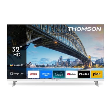 TV LED Thomson 32HG2S15W 32'' HD Direct LED Google TV Applications préinstallées Argent/Blanc