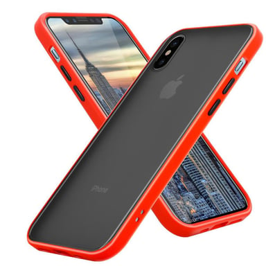 Coque pour Apple iPhone X / XS en Rouge Givré - Touches Noires Housse de protection Étui hybride avec intérieur en silicone TPU et dos en plastique mat