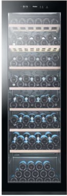 Vinoteca Haier WS171GA para 171 botellas, independiente, puerta de vidrio negra, antivibración, control digital, iluminación LED