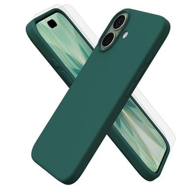 EVETANE Coque iPhone 17 Silicone liquide Verte + 2 Vitres en Verre trempé Protection écran Antichocs