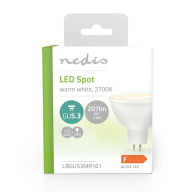 Lampadina LED GU5.3 2,5W 207lm 2700K IPX2 in plastica