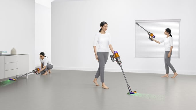 Dyson V12 Detect Slim Absolute Aspiradora escoba 2 en 1 Batería Secar Sin bolsa 0,35 L 545 W Níquel, Amarillo