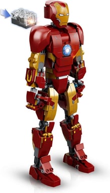 LEGO Marvel Iron Man 76206 - Figura Construible de 24 cm con Reactor Luminoso y Placa Desmontable