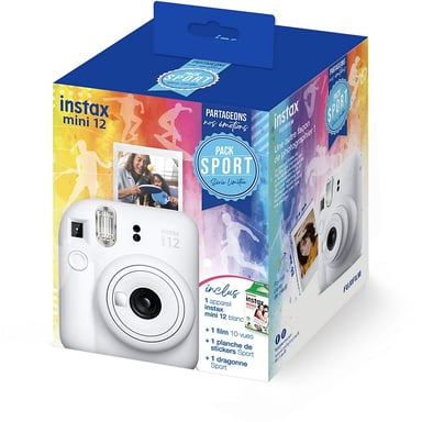 Fujifilm appareil photo instantane pack sport instax mini 12 white