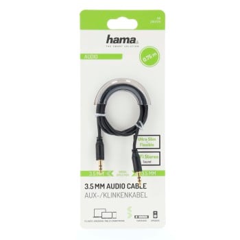 Hama Flexi-Slim câble audio 0,75 m 3,5mm Noir