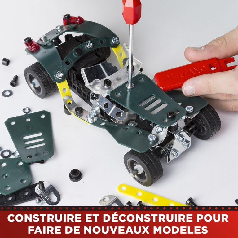 Bandai Meccano Cabriolet Rétro Friction Coffret de Construction 5 Modèles 225 pièces moteur rétro friction outils notice Kit Activité assemblage voiture Jouet Enfant et + APM20102 - vue 9