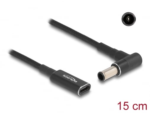 DeLOCK Cavo adattatore per cavo di ricarica per laptop da USB Tipo-C femmina a Sony 6,0 x 4,3 mm maschio, angolato di 90° 15 cm