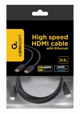 Gembird CC-HDMI4-0.5M câble HDMI 0,5 m HDMI Type A (Standard) Noir