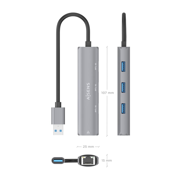 AISENS A106 0859 hub & concentrateur USB 3.2 Gen 1 3.1 Gen 1 Type A 5000 Mbit/ Neuf - vue 9