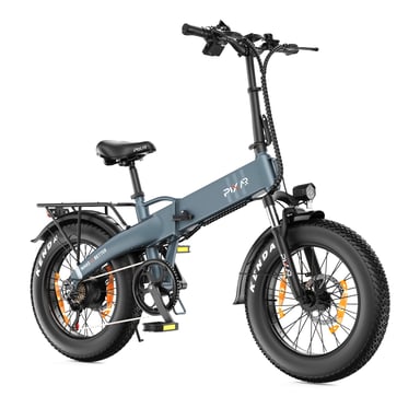 Bicicleta eléctrica plegable PIXAR F2 con batería de 48 V y 15 Ah, Shimano de 7 velocidades - gris