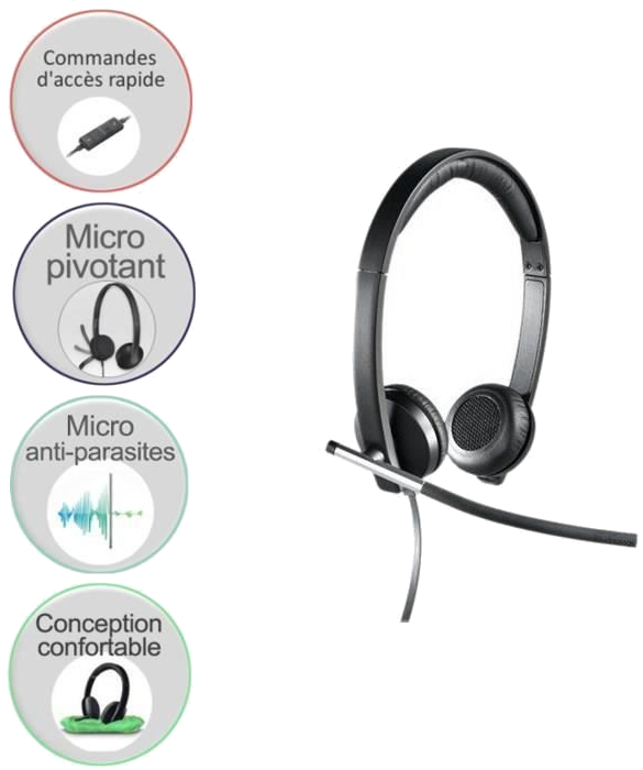 LOGITECH - Casque micro stéréo H650E - Gris