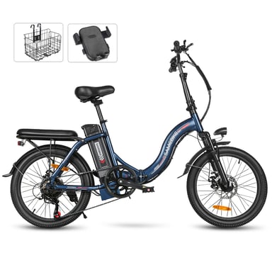 Bicicletta elettrica SAMEBIKE CY20 FT - motore 350W batteria 36V13AH autonomia 35KM freni a disco meccanici - Blu scuro