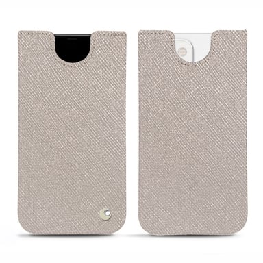 Pochette cuir Apple iPhone 13 mini - Pochette - Gris - Cuir saffiano
