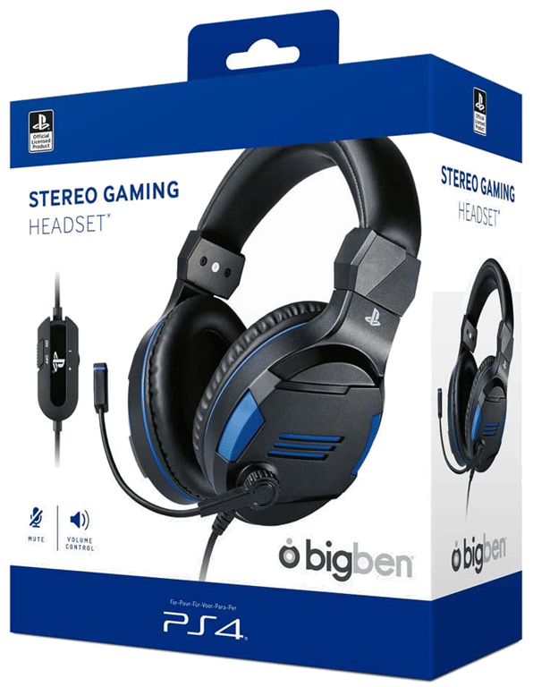 Micro casque Gaming Stéréo BigBen Noir pour PS4, PC, Mac et Appareils mobiles