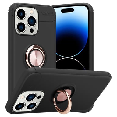Coque pour Apple iPhone 14 PRO en NOIR - OR ROSE Housse de protection Étui avec anneau de focalisation en silicone TPU