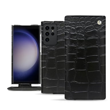 Housse cuir Samsung Galaxy S23 Ultra -  - Noir - Cuir Abaca