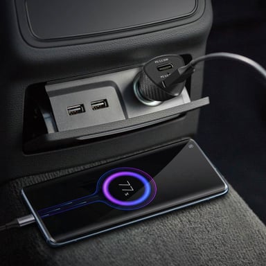 Cargador Coche Double USB-C 40W Power Delivery Elégant Forcell Negro Carbono