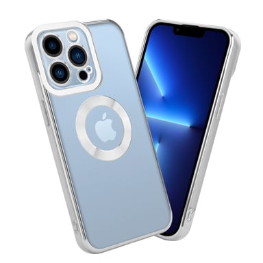 Coque pour Apple iPhone 13 PRO en Transparent - Argent Housse de protection Étui en silicone TPU flexible avec application Chrome
