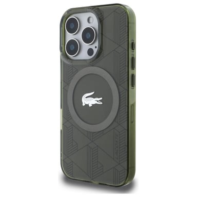 Étui Lacoste pour iPhone 16 Pro 6.3'' kaki étui rigide IML Blend Monogram MagSafe