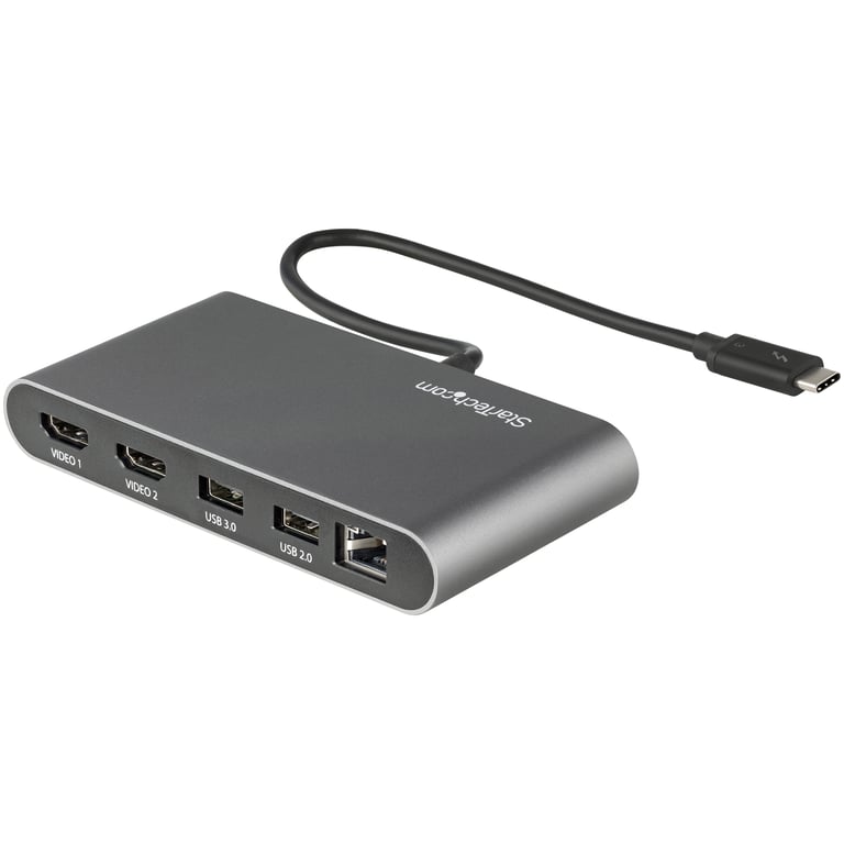 StarTech.com Mini Dock Thunderbolt 3 Station d'Accueil Portable pour Deux Écrans avec HDMI 4K 60Hz 2 x Hub USB A 3.02.0 GbE Câble de 28 cm Adaptateur Multiport TB3 MacWindows Neuf