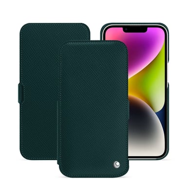 Housse cuir Apple iPhone 15 Plus -  - Vert - Cuir saffiano