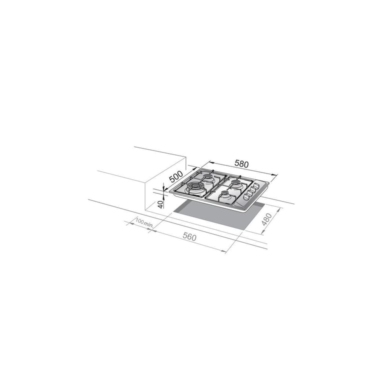 De'Longhi FLI 46 ASV Plaque de cuisson encastrable en acier inoxydable 58 cm Gaz 4 feux Neuf - vue 2
