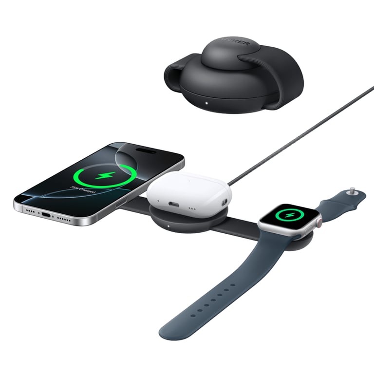 Anker MagGo Station de recharge sans fil 3 en 1 compatible MagSafe chargeur induction certifié Qi2 MagGo chargeur de voyage - vue 4