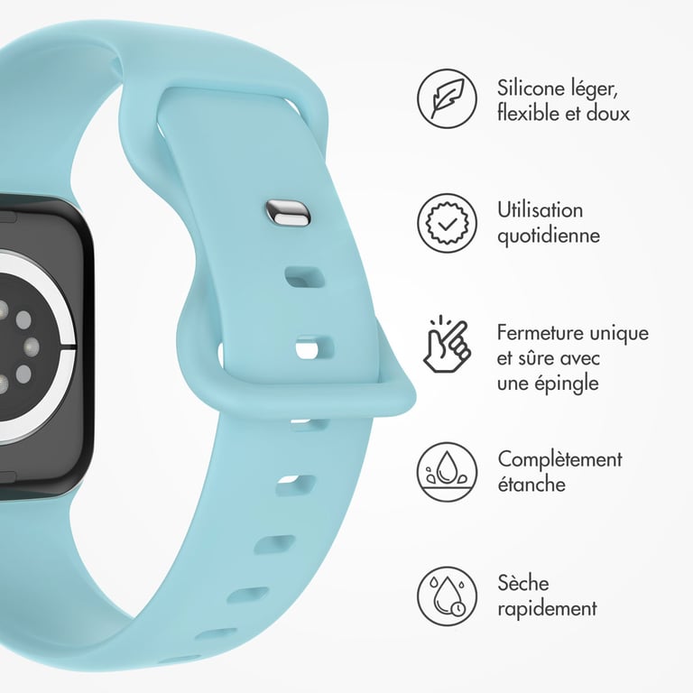 imoshion Bracelet en silicone? pour Apple Watch | 44/45/46/49 mm - Taille M/L - Sapphire Blue - Neuf