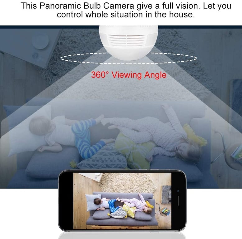 Ampoule Caméra Espion 360° Infrarouge HD Bidirectionnelle WiFi YONIS