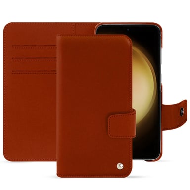 Housse cuir Samsung Galaxy S23+ -  - Orange - Cuir vegan