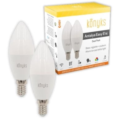2 Ampoules LED connectées Wi-Fi + BT, LED E14, Couleurs + blanc réglable, 5W -  Antalya E14 Max Easy Dual Pack