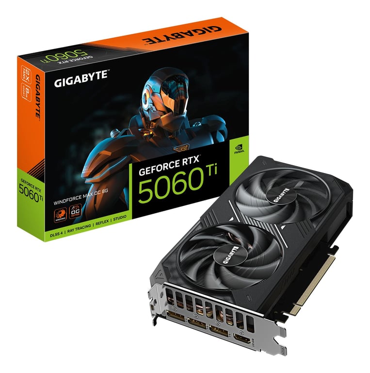 GIGABYTE GeForce RTX 5060 Ti WINDFORCE MAX OC 8G Scheda Grafica – 8 GB GDDR7 128 bit PCI E 5.0 2587 MHz Frequenza del core 3 x DisplayPort 1 x HDMI NVIDIA DLSS 4 GV N506TWF2MAX OC 8GD Neuf