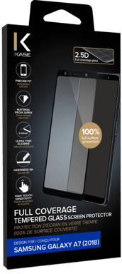 Protector de pantalla de cristal templado (100% cobertura de superficie) para Samsung Galaxy A7 2018, Negro