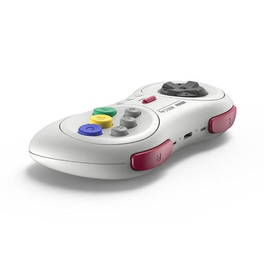 Mando inalámbrico de 8 botones 8bitdo, Blanco/Blanco compatible con Switch, Sega Genesis mini & Mega Drive mini