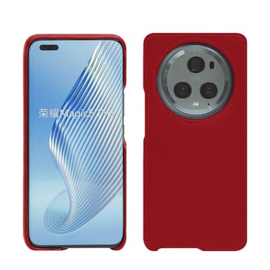 Coque cuir Honor Magic5 Pro -  - Rouge - Cuir lisse