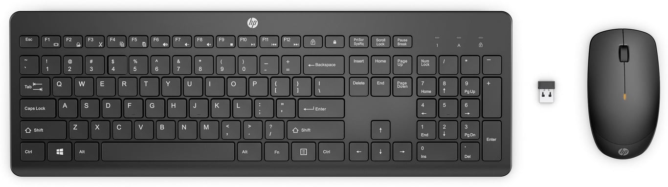 HP 235 - Ensemble Clavier Et Souris - Disposition À 3 Zones, Déplacement De Touche À Faible Profil - Full Size - Sans Fil - 2.4 Ghz - Français - Noir - Smart Buy