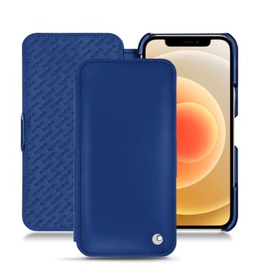 Housse cuir Apple iPhone 12 - Rabat horizontal - Bleu - Cuir lisse