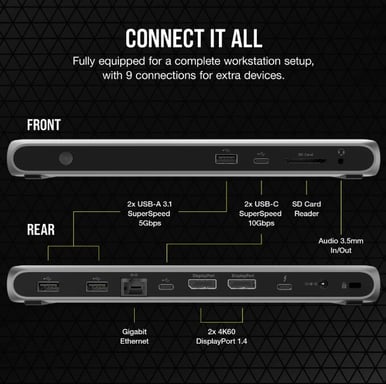 Corsair TBT100 Thunderbolt 3 40000 Mbit/s nero, argento