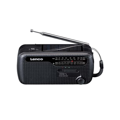 Radio à Manivelle et Solaire avec Lampe de Poche Modèle MCR-113 Noir