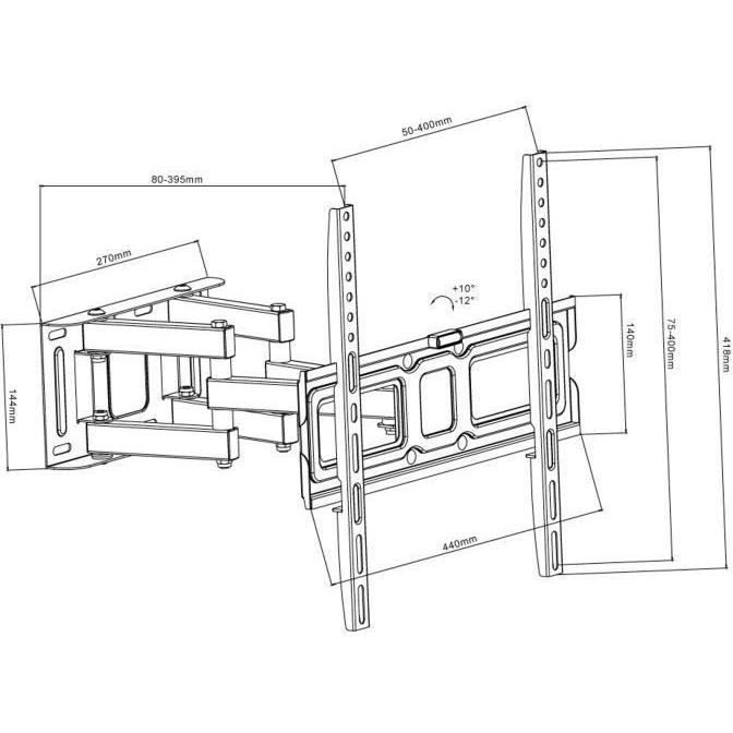 INOTEK MOOV 3265.2 Support mural universel orientable et inclinable pour écrans plats de 32'' a 65'' 82 cm a 165 cm Neuf - vue 2