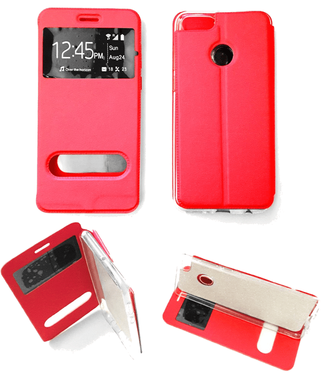 Etui Folio compatible Rouge Huawei Honor 7X