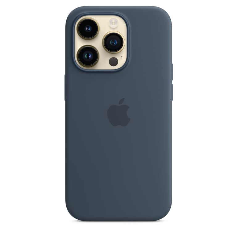 Coque en silicone avec MagSafe pour iPhone 14 Pro Bleu orage