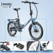 Bicicleta eléctrica urbana ligera Fafrees F20, neumáticos de 20'', motor de 250 W, batería de 36 V y 16,75 Ah - Blanca