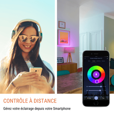 Lampadina connessa Antalya Color - LED Wi-Fi + Bluetooth E27 Bianco + Colori RGB