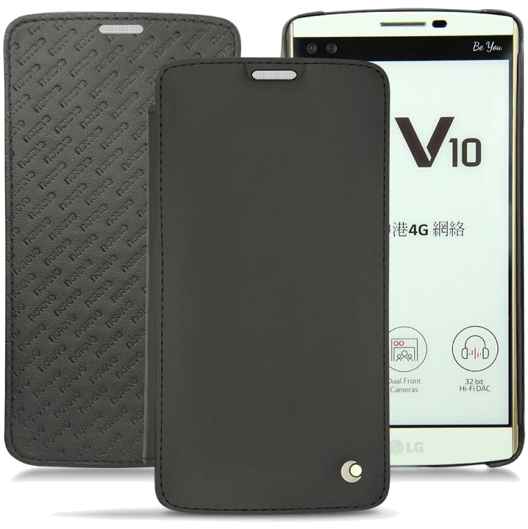 Housse cuir LG V10 - Rabat horizontal - Noir - Nappa - Black - NOREVE